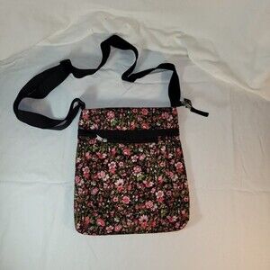Pink and Black Floral Crossbody Bag